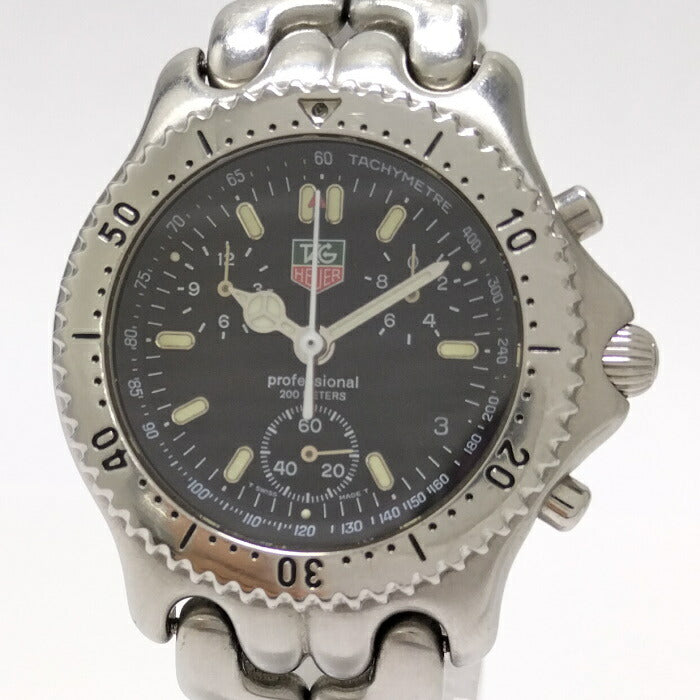 (used)【中古】TAG Heuer セルシリーズ クロノグラフ プロフェッショナル メンズ 腕時計 クオーツ SS ブラック文字盤 CG1110 