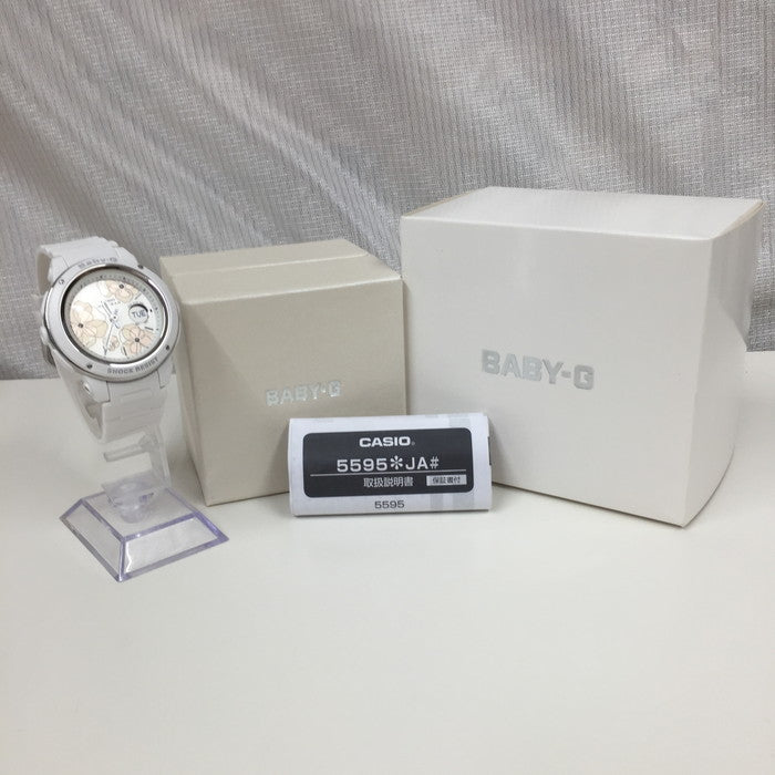 (used)【中古】CASIO BABY-G レディース腕時計 クォーツ SS ラバーベルト 花柄 ホワイト文字盤 BGA-150EL [jgg] 