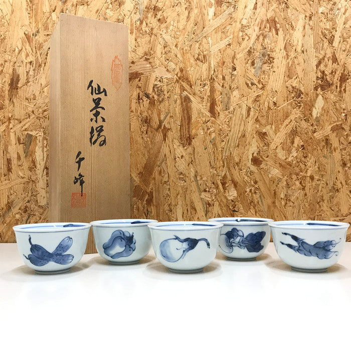 (used)【中古】有田焼 仙茶揃 千峰作 湯呑み 5客セット [jgg] 