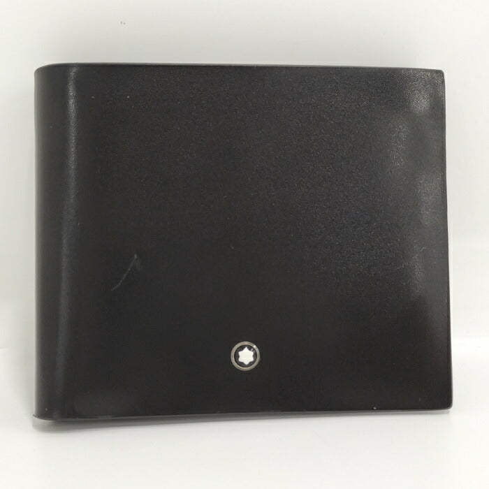 MONTBLANC 二つ折り財布 レザー ブラックレザーサイズ