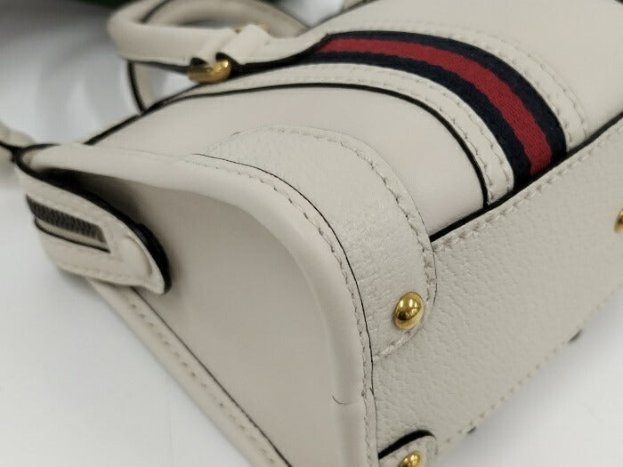 (used)【中古】GUCCI 2WAYトートバッグ シェリーライン ダブルG レザー ホワイト 715771