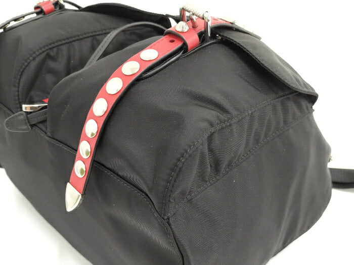 used)【中古】PRADA ニューヴェラ リュックサック スタッズ ナイロン ...