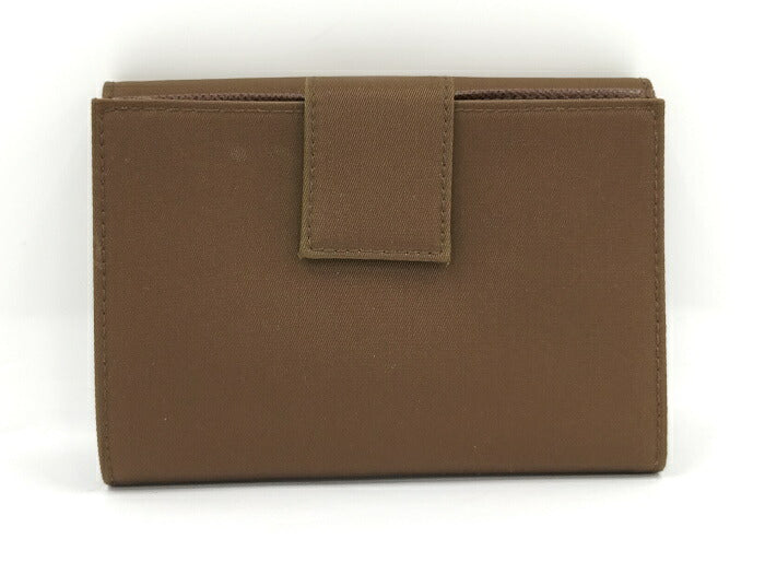 ブラウン素材ラインPRADA 二つ折り財布 ナイロン ブラウン M523