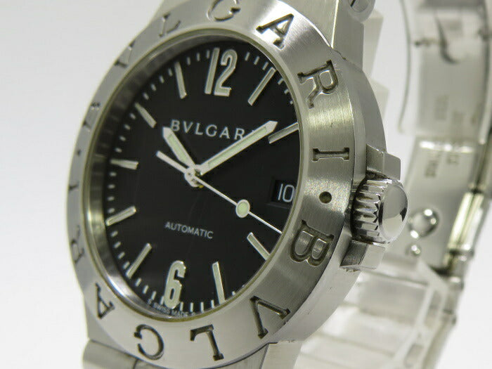 【中古】BVLGARI ディアゴノ スポーツ メンズ デイト 腕時計 自動巻き SS ブラック文字盤 LCV35S <守口店>