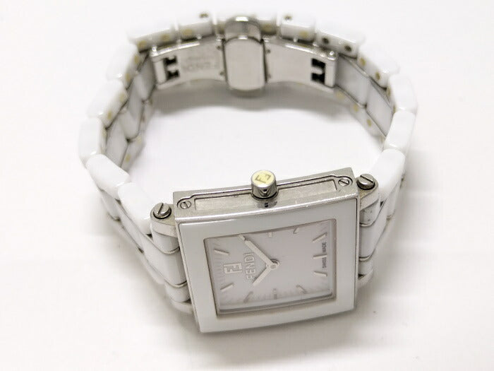 (used)【中古】FENDI クアドロ レディース 腕時計 クオーツ ホワイト セラミック SS ホワイト文字盤 6200L