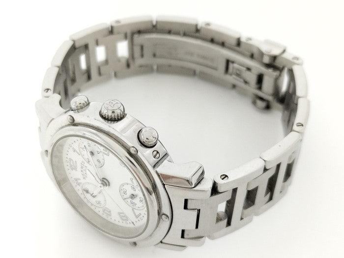 (used)【中古】HERMES クリッパー クロノグラフ レディース 腕時計 クオーツ SS 白文字盤 CL1.310 