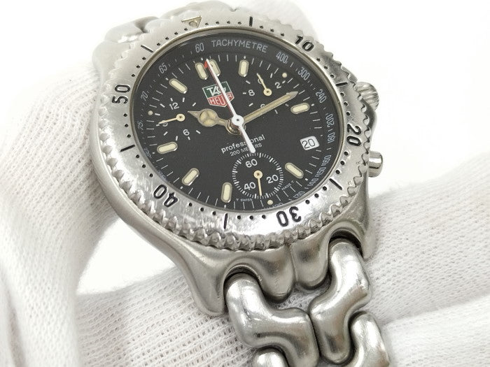 (used)【中古】TAG Heuer セルクロノグラフ プロフェッショナル 200m 腕時計 SS ブラック文字盤 クォーツ CG1110-0