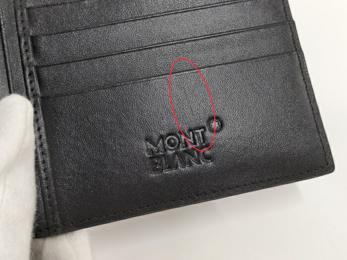 MONTBLANC 二つ折り財布 レザー ブラックレザーサイズ